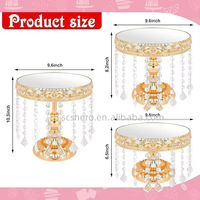 Support à gâteau moderne en métal avec dentelle, plateau à gâteau, pendentifs en cristal scintillants, ensemble de présentoir à desserts de haute qualité EMX CH113 pour les fêtes d'anniversaire