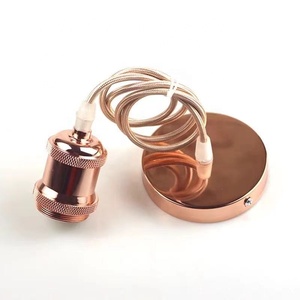 Edison Rétro Lustre E27 Support de Lampe <span class=keywords><strong>Fil</strong></span> <span class=keywords><strong>Suspendu</strong></span> Base Suspendue <span class=keywords><strong>Fil</strong></span> Tressé Support de Lampe en Aluminium - Product Image 2