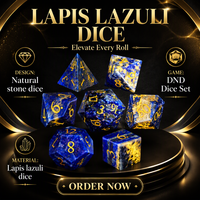 Nouvel ensemble de 7 dés de jeu Dungeons&Dragons en lapis-lazuli, dés à facettes multiples en pierre naturelle pour DND RPG