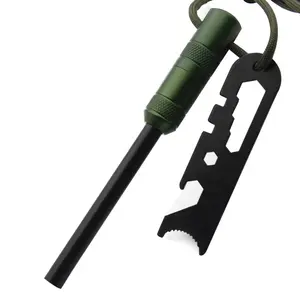 Magnesium Flint Fire Starter Camping Barbecue Grill Magnesium Flint Compass Paracord Tinder Fire Starter Capsule For Survival Kit