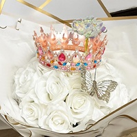 Grande couronne baroque scintillante en cristal, diadème complet pour mariée, accessoires de cheveux pour la mariée et les gagnantes de concours – Offre spéciale