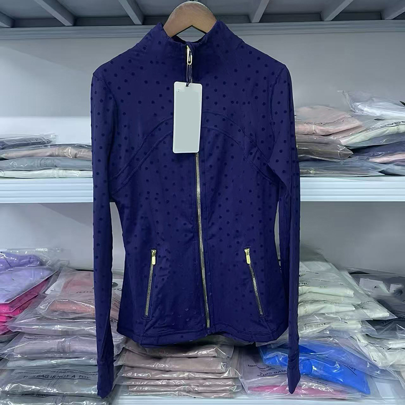 Women Polka Dot Yoga Jacket Slim Fit Full Zip Running Gym Workout Jacket Stretch Breathable Lightweight Sports Activewear Top