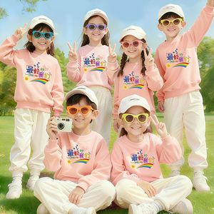 Sweat-shirts à col rond pour enfants, uniformes scolaires à manches longues avec lettrage imprimé pour élèves du primaire, en coton, matière fine - Product Image 2