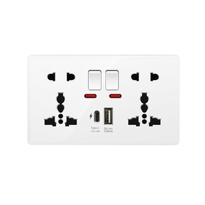 240V EU/UK tiêu chuẩn 2 gang 2 cách ánh sáng + 2 USB Home tường ổ cắm phổ Ổ cắm điện 250V tường thiết bị chuyển mạch - Product Image 1