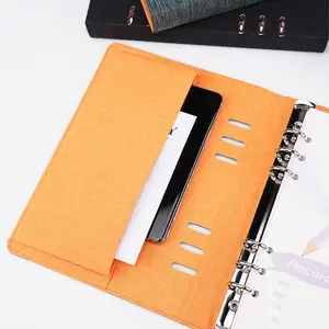 Holle-Out Ontwerp Bonded Leather Hard Cover Elastische Effen Kleur Rand Notebook Eco Business A4 Notebook Met Lint