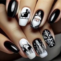 Série de Noël en gros 24pcs embouts d'ongles à presser faux ongles motif de cercueil de style français OEM/ODM disponible fabriqué par le fabricant