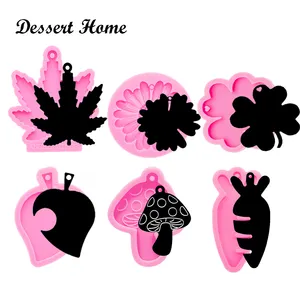 DY0255 Shiny Plant Flowers/Leaves/Apples/Mushrooms/Actus Keychain Silicone Craft molds, Chocolate Fondant Sugar Molds DIY Cake