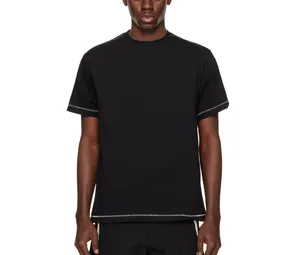 custom t-shirts sample black tshirts plain cotton spandex contrast stitch t shirts