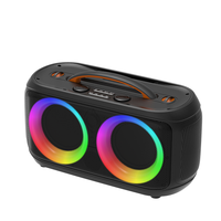Lampu String Pesta dan Speaker Portabel Nirkabel Dual 6-inci untuk Luar Ruangan dengan Mikrofon Kabinet Plastik
