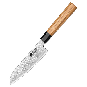 <span class=keywords><strong>Couteau</strong></span> Santoku japonais de luxe en acier damas 5.5 ''couteaux de <span class=keywords><strong>cuisine</strong></span> personnalisés manche en bois d'olivier boîte-cadeau - Product Image 2