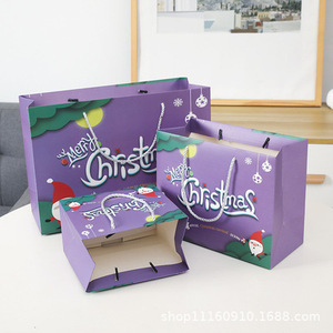 2025 Nieuwe Prachtige Papieren Zak Unieke Paarse Kerstcadeau Draagtas Met Trekkoord - Product Image 2