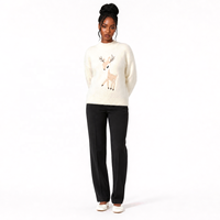 Pull-over épais et ample à col montant brodé pour femme – Vêtements féminins en stock – Collection Hiver