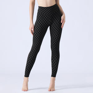 Pantalons <span class=keywords><strong>de</strong></span> yoga taille haute pour femmes, leggings <span class=keywords><strong>de</strong></span> sport sans couture, imprimés ou unis, vente en gros - Product Image 2