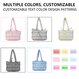 Wholesale Custom Logo Fabric Women's Puffy Quilted Shoulder <strong>Bag</strong> Puffy Shopping <strong>Bag</strong> Quilted Big Tote Carry <strong>Bag</strong> - Product Image 4