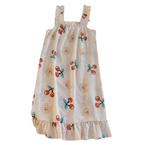 Camicia da Notte Estiva Traspirante in Cotone Senza Collo da Donna Chenjia, <span class=keywords><strong>Pigiama</strong></span> Artistico con Stampa Ciliegie e Orsetti - Product Image 5