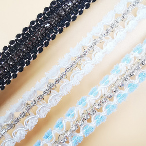 12mm eau diamant étroit dentelle garniture écologique maille <span class=keywords><strong>tissu</strong></span> avec perle décoration pour vêtements bricolage accessoires - Product Image 1