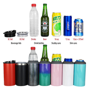 Enfriadores de Latas Personalizados con Logotipo, de Acero Inoxidable Aislado, para Cerveza, 12oz/16oz, para Camping, 4 en 1, Sublimables - Product Image 2