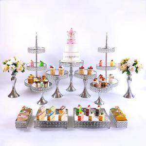 Exhibidor de Postres de <span class=keywords><strong>Cristal</strong></span> Popular, Exhibidor de Frutas en Torre, Juego de Soportes para Tartas de Metal con Múltiples Estilos Combinables para Fiestas de Cumpleaños - Product Image 5