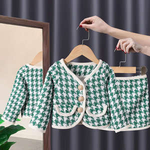 Ensemble veste et jupe à carreaux pour enfants, style élégant, printemps-automne 2022 - Product Image 3