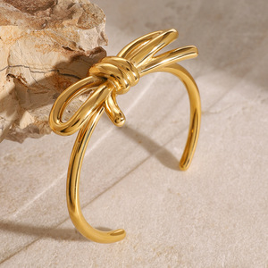 Bracelet à nœud papillon Yueli, plaqué or, acier inoxydable, bijoux unisexes, cadeau tendance - Product Image 3