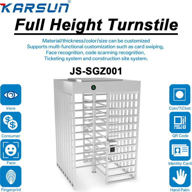 Full Height Swing Barrier Turnstile Gate Card Reader QR Code Scanner Facial Recognition Anti-Tailgating Secure Access Control