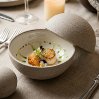 Bol en céramique personnalisable pour gastronomie moléculaire, style américain, émaillé, avec couvercle, écologique et compatible four