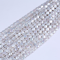 Chaînes de perles d'eau douce AA de 11-12 mm, forme de pièce de monnaie, perles en vrac