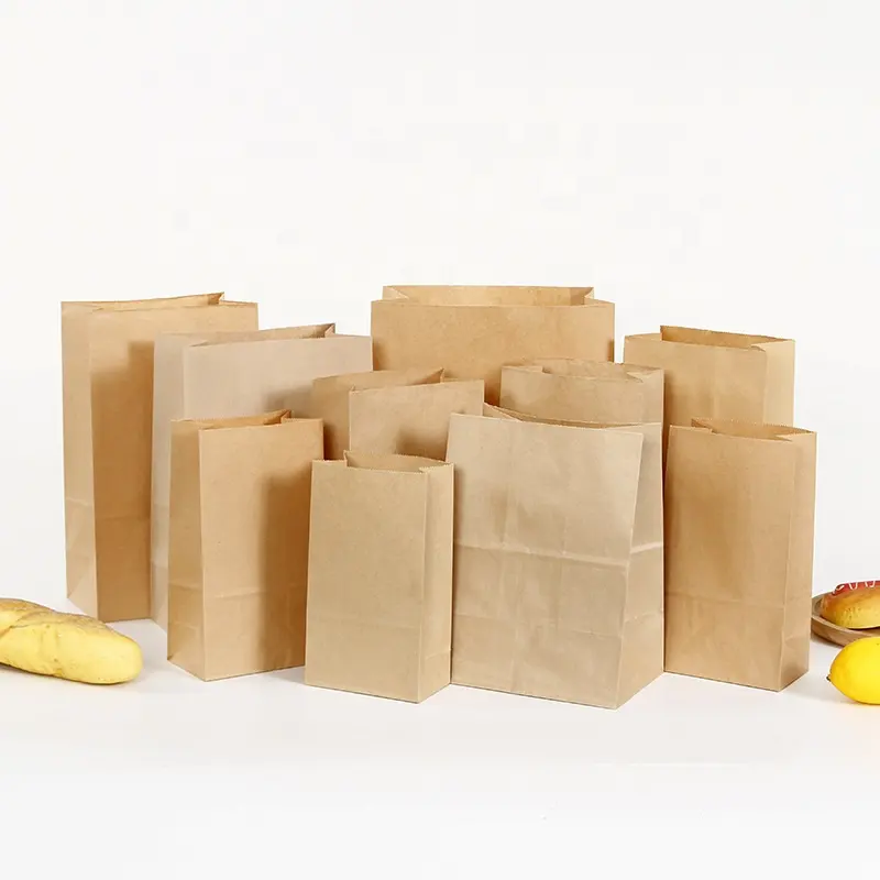 Kleine mittlere und große große große Papiertüten Kraft Brown Paper Einkaufs tüten Lebensmittel back verpackung Papiertüten