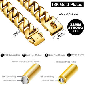 Collar de Acero Inoxidable para Perros Grandes, Cadena Fuerte de Metal para Entrenamiento de Mascotas, <span class=keywords><strong>Pitbull</strong></span>, Bulldog, Plata y Oro - Product Image 4