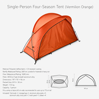 Tente de camping quatre saisons pour une personne, 2000-3000 mm, imperméable, pliable, compacte, abri portable pour le camping en plein air et la randonnée