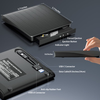 Unidad de Grabación de DVD Externa USB 3.0 Tipo-C, Grabadora de DVD Portátil para Computadora Portátil, PC de Escritorio, Windows, Mac OS, Linux, Venta al por Mayor