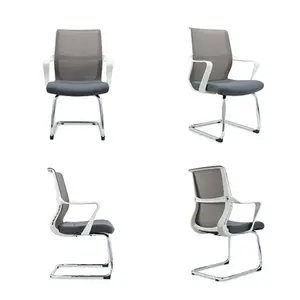 Sitzone sıcak satış ucuz personel ağ sırtlıklı sandalye rahat beyaz resepsiyon ofis koltuğu modern kızak tabanı ile konferans salonu için