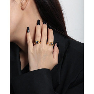 DEYIN 2024 nuevo diseño Simple Irregular plata 925 anillos de circón ajustable Lava raya dedo 925 plata esterlina mujeres anillos - Product Image 6