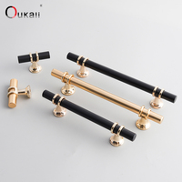 Poignées de meuble Oukali en alliage de zinc, deux tons or et noir, style moderne de luxe, barres en T, boutons de tiroir, quincaillerie pour cuisine et armoire