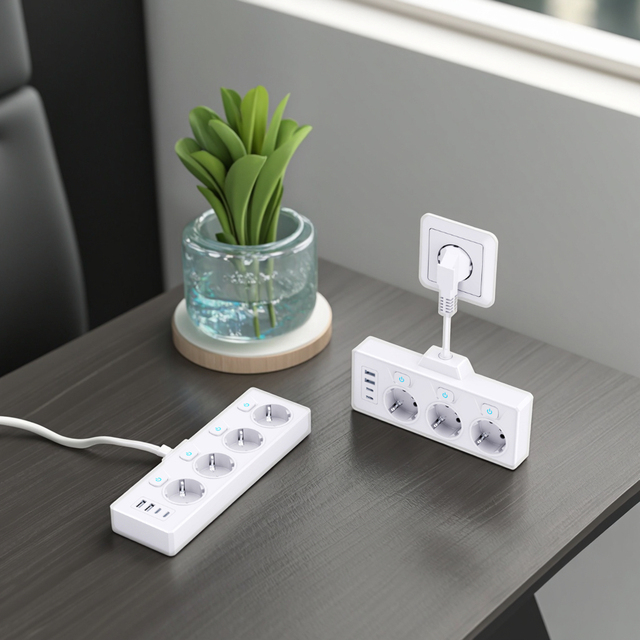 Smart Home Multifunction Wall Socket with 3/4 AC Outlets 16A Current 2 USB-A and 2 TYPE-C Independent Switch EU Plug Standard