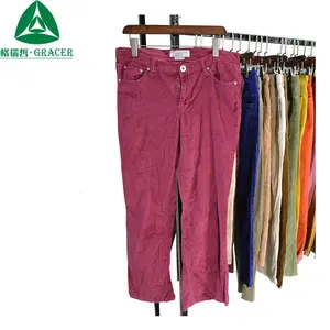 Corea del lungo rettilineo pantaloni di velluto a coste di indumenti usati di seconda mano vestiti