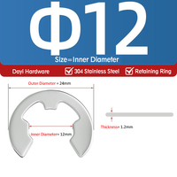 304 Stainless Steel Flat Gasket Retaining Ring E-Type Circlip GB896 Shaft Retainer 1.2-15 Bearing Circlip Spring Clip 2mm