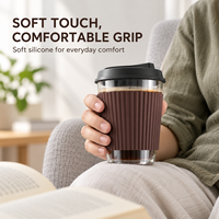 Manchon de tasse à café en silicone réutilisable personnalisé, antidérapant, isolant thermique, avec grip côtelé souple pour tasses de 710 ml et 830 ml
