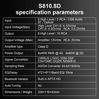 AudioWinner S810.8D 8CH classe D voiture DSP processeur amplificateur 10CH HIFI Audio 2 canaux séparation égaliseurs croisements