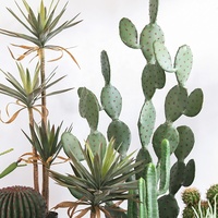 Grand Cactus Artificiel 108-204cm en PE, Plante du Désert Artificielle à Tiges Multiples et Base Ronde, Respectueuse de l'Environnement