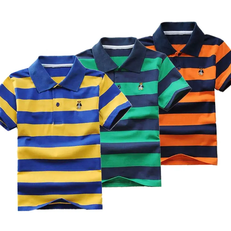 School Polo Shirts 2020 Summer ChildrenのShort Sleeve Boys Polo Shirt Striped Kids Boy Tops tシャツCotton Girls Boys Polo Shirts