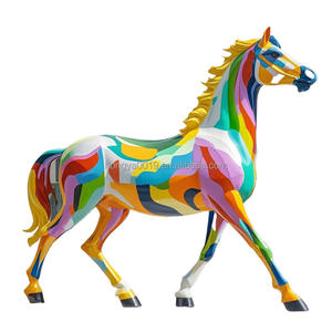 야외 대형 동물 유리 섬유 유리 조각 페인트 말 장식품 쇼핑몰 호텔 상업 스트리트 플라자 장식 - Product Image 5