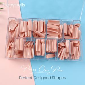 Hanyinails OEM Fournitures Nail Beauty cercueil d'amande rose douce conçu presse sur les ongles 600pcs boîte gros ongles français conseils - Product Image 5