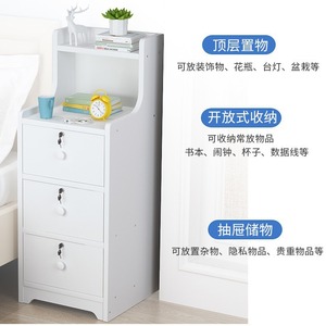 Bedside Storage Shelf With 3 Drawers <b>Lockable</b> Space Saving Bedroom Nightstand <b>Cabinet</b> For Dorm Or Home Use - Product Image 4