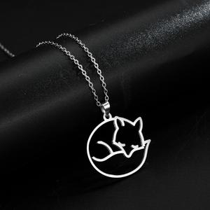 Myshape Fashion Collier pendentif animal renard en acier inoxydable Colliers à chaîne ras du cou Bijoux d'été Meilleurs vœux pour femmes filles - Product Image 4