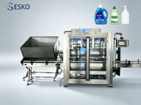 Machine de remplissage de liquides et de pâtes haute performance ESKO pour la production de lessive liquide, de savon liquide pour les mains, de lotion et de cosmétiques, avec ligne d'étiquetage