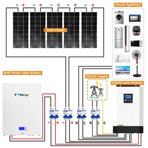 Kit solaire hybride 5kw 10kw 12kw 15kw 18kw 20kw 25kw 30kw hors réseau système d'énergie solaire stockage domestique Commercial