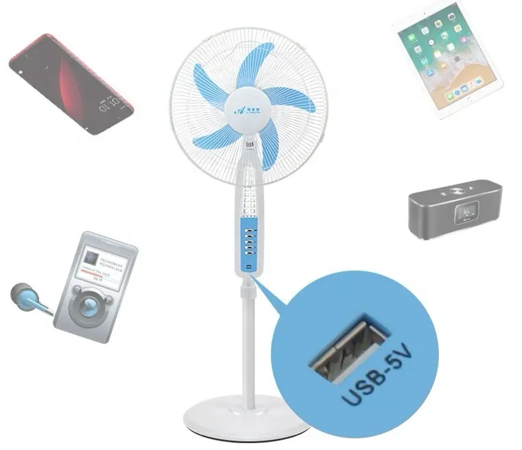 2022 Factory Direct Solar 12volt BLDC motor Dc standing Fan In Africa India Market with led light usb port.