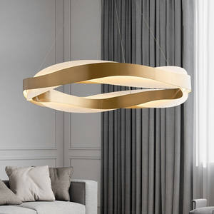 New Living Room Stainless Steel Creative Acrylic Circular Gold <b>Ring</b> Pendant <b>Light</b> with Acrylic and Gold - Product Image 2