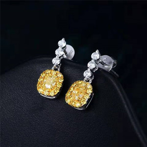 Offre Spéciale <span class=keywords><strong>boucles</strong></span> <span class=keywords><strong>d</strong></span>'<span class=keywords><strong>oreilles</strong></span> en or 18k 0.39ct avec diamants jaunes naturels pour femmes - Product Image 2
